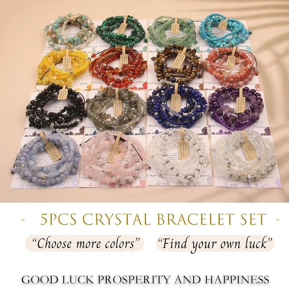 Adjustable 5-Piece Amazonite Beaded Bracelet Set … - image 6